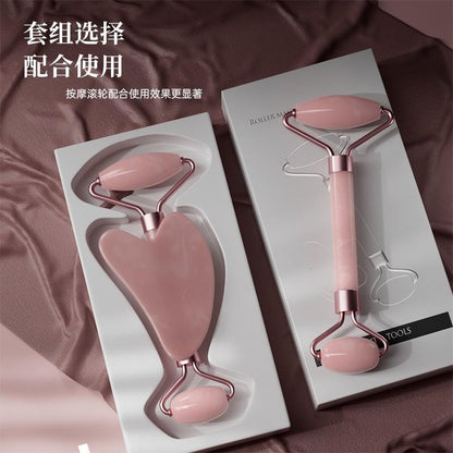 Rose Quartz Roller Massager Set Non-Jade Facial Roller Massager Facial Beauty Shaving Double-Headed Massage Stick - image 4