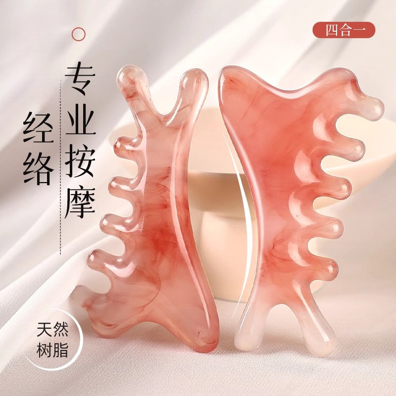 Resin Four-In-One Scraping Board Massage Comb Facial Massage Artifact Lifting Beauty Health Massager Meridian Brush - image 1
