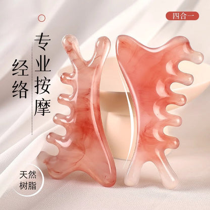 Resin Four-In-One Scraping Board Massage Comb Facial Massage Artifact Lifting Beauty Health Massager Meridian Brush - image 1