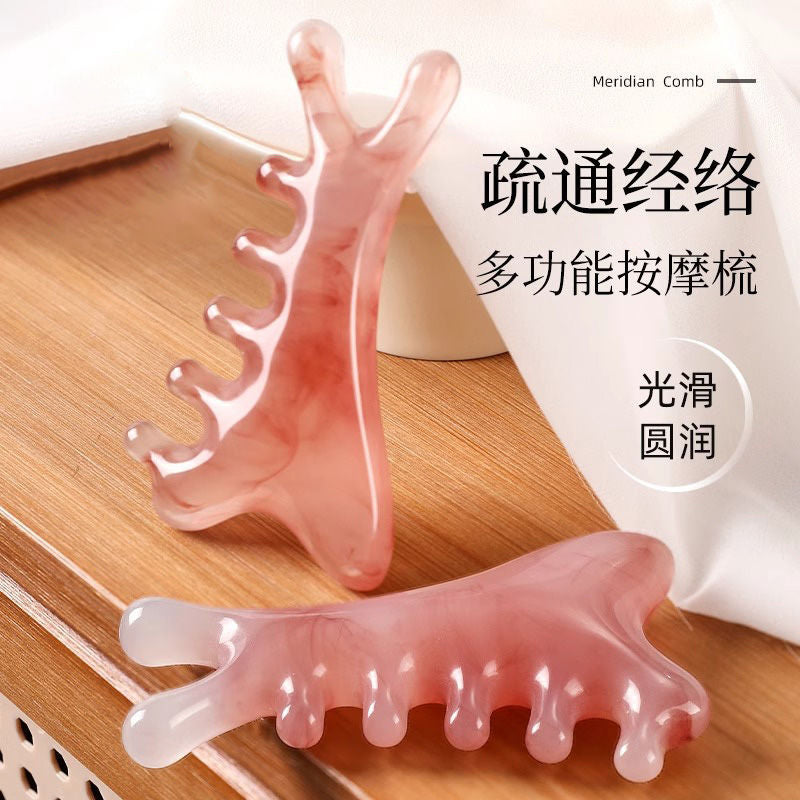 Resin Four-In-One Scraping Board Massage Comb Facial Massage Artifact Lifting Beauty Health Massager Meridian Brush - image 3