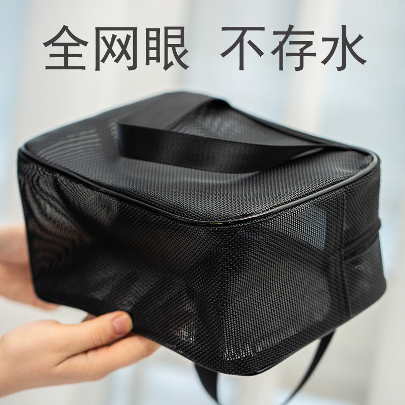 Mesh Bath Bag Large Capacity Portable Drain Cosmetic Bag Fitness Bag Pocket Bath Bag Hollow Toiletry Bag Factory Wholesale - image 2