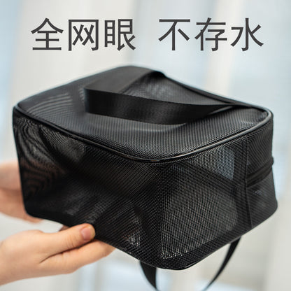 Mesh Bath Bag Large Capacity Portable Drain Cosmetic Bag Fitness Bag Pocket Bath Bag Hollow Toiletry Bag Factory Wholesale - image 2