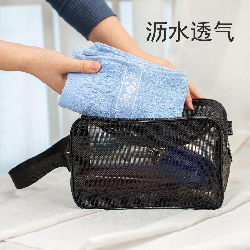 Mesh Bath Bag Large Capacity Portable Drain Cosmetic Bag Fitness Bag Pocket Bath Bag Hollow Toiletry Bag Factory Wholesale - image 3