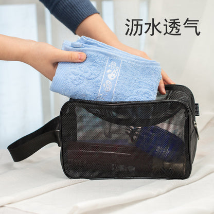 Mesh Bath Bag Large Capacity Portable Drain Cosmetic Bag Fitness Bag Pocket Bath Bag Hollow Toiletry Bag Factory Wholesale - image 3