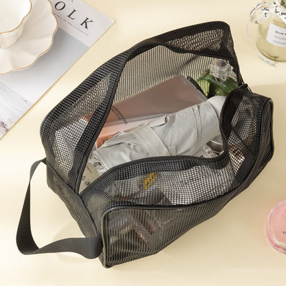 Mesh Bath Bag Large Capacity Portable Drain Cosmetic Bag Fitness Bag Pocket Bath Bag Hollow Toiletry Bag Factory Wholesale - image 4
