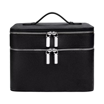 New Double-layer Large-capacity PU Portable Makeup Bag