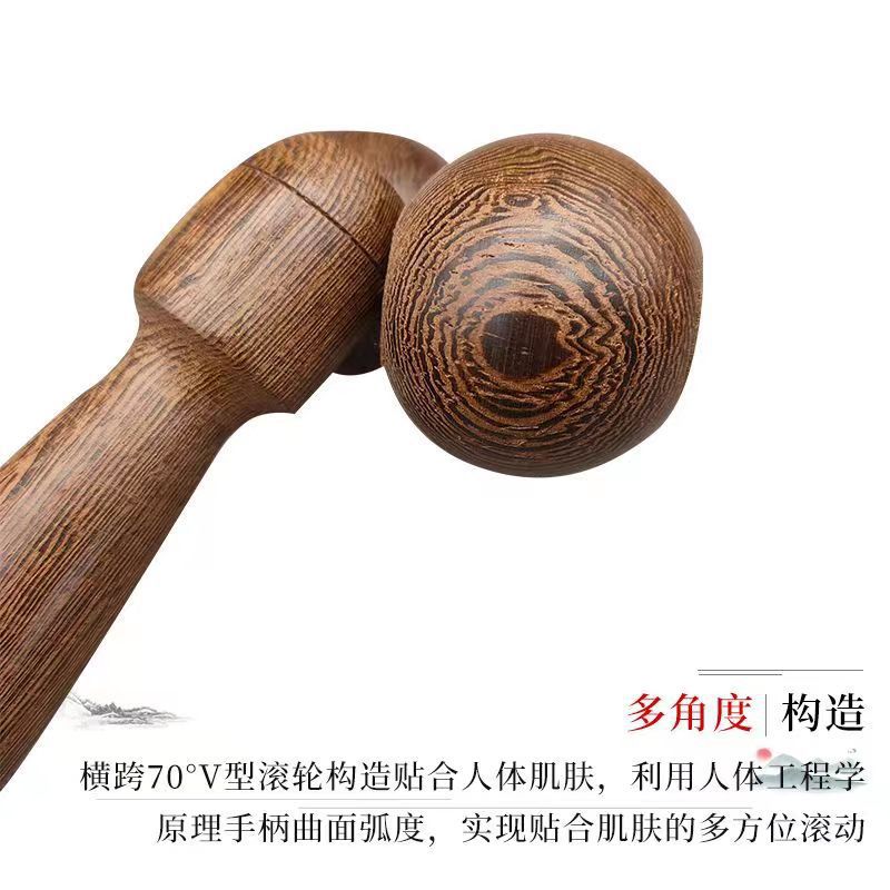 Chicken Wing Wood Beauty Face Slimming Device Double Ball Manual Roller Massager Face Leg Massage Stick Portable - image 2