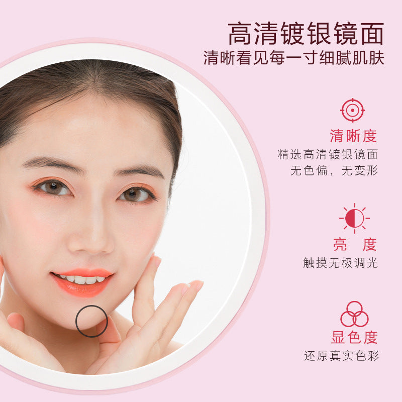Personal Care Led Makeup Mirror with Light Desktop Female Fill-In Light Small Mirror Dormitory Desktop Portable Small Makeup Mirror - image 4