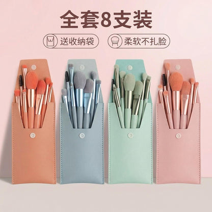 Cross-Border Popular Makeup Brush Set of 8 Pieces for Beginners, Morandi Color Eyeshadow Detail Brush and Highlight Brush Set - image 1