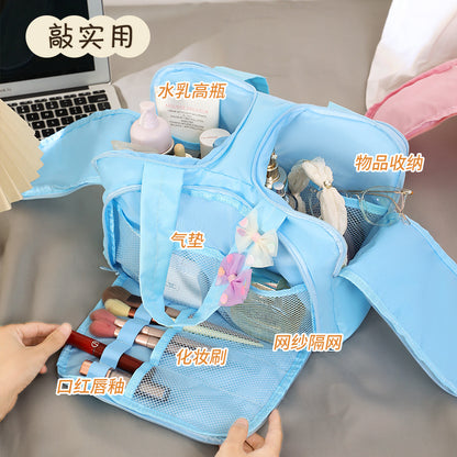 New Fashionable Double-Opening Cosmetic Bag, Large-Capacity Fluffy Cosmetic Storage Bag, Portable Travel Toiletry Bag - image 2