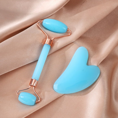 Resin Double-Headed Roller Massager, Non-Jade, Traditional Chinese Medicine Facial Beauty Lifting Heart-Shaped Scraping Massage Board Set - image 3