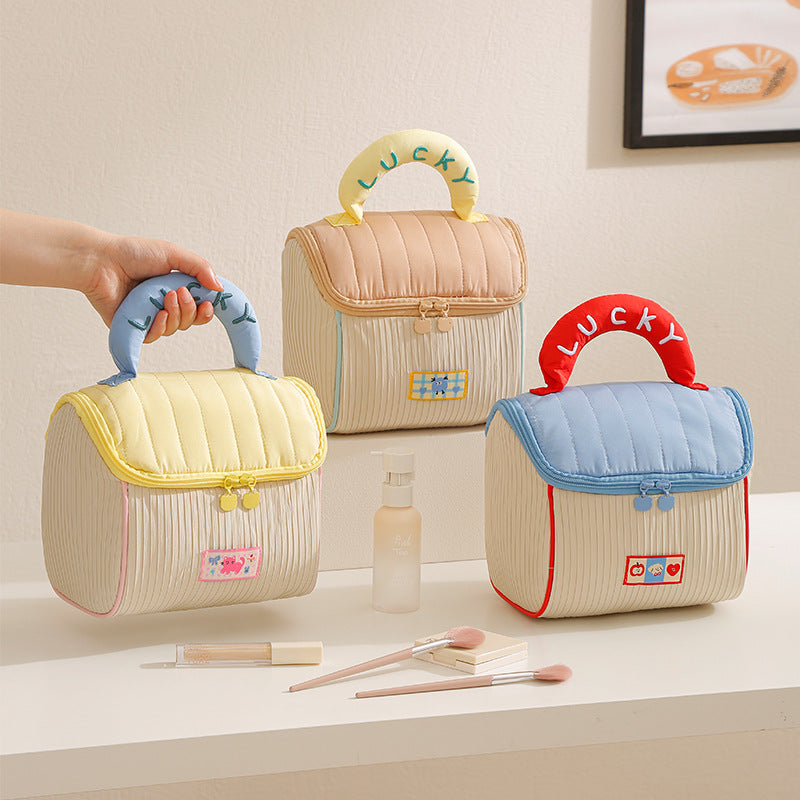 Cute Cabin Cosmetic Bag for Girls, Large-Capacity Skin Care Product Storage Bag, Portable Portable Travel Toiletry Bag, Cross-Border - image 1