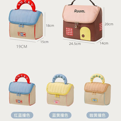 Cute Cabin Cosmetic Bag for Girls, Large-Capacity Skin Care Product Storage Bag, Portable Portable Travel Toiletry Bag, Cross-Border - image 3