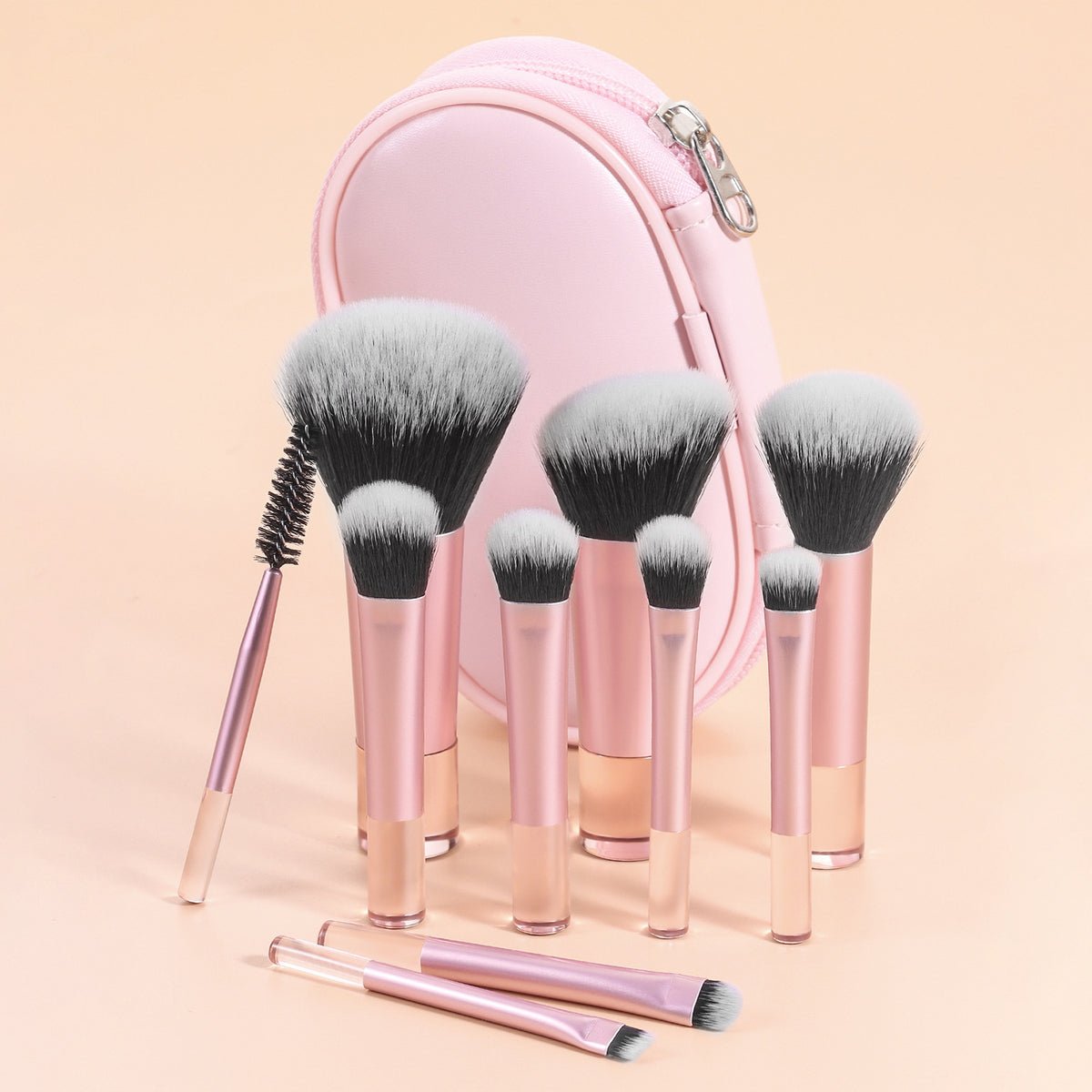 Cross-Border Popular 10 Mini Cosmetic Makeup Brushes with Brush Bag, Nose Shadow Brush, Full Set of Foundation Blush Brush, Eye Shadow Brush - image 1