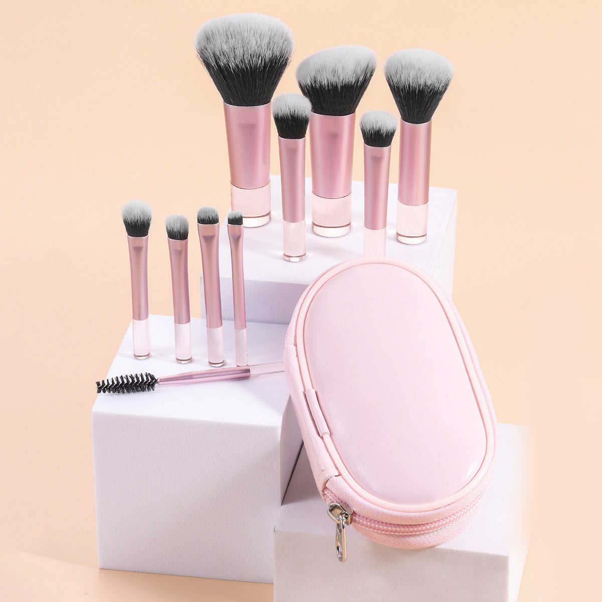 Cross-Border Popular 10 Mini Cosmetic Makeup Brushes with Brush Bag, Nose Shadow Brush, Full Set of Foundation Blush Brush, Eye Shadow Brush - image 4