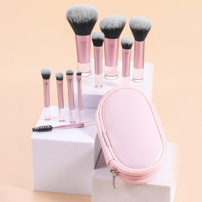 Cross-Border Popular 10 Mini Cosmetic Makeup Brushes with Brush Bag, Nose Shadow Brush, Full Set of Foundation Blush Brush, Eye Shadow Brush - image 4