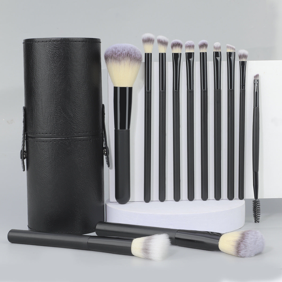 Hot Selling 12 Black Makeup Brush Set with Barrel, Soft Powder Foundation Brush, Eye Shadow Brush, Stippling Brush, Beauty Tool - image 3