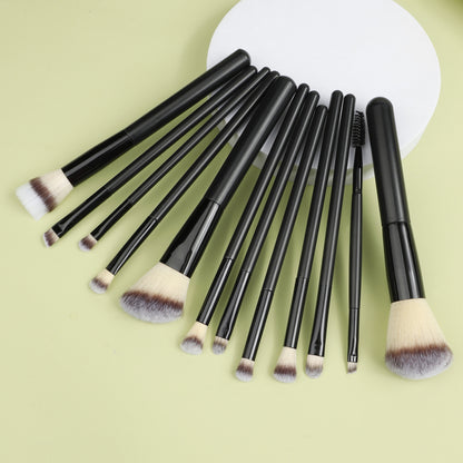 Hot Selling 12 Black Makeup Brush Set with Barrel, Soft Powder Foundation Brush, Eye Shadow Brush, Stippling Brush, Beauty Tool - image 4