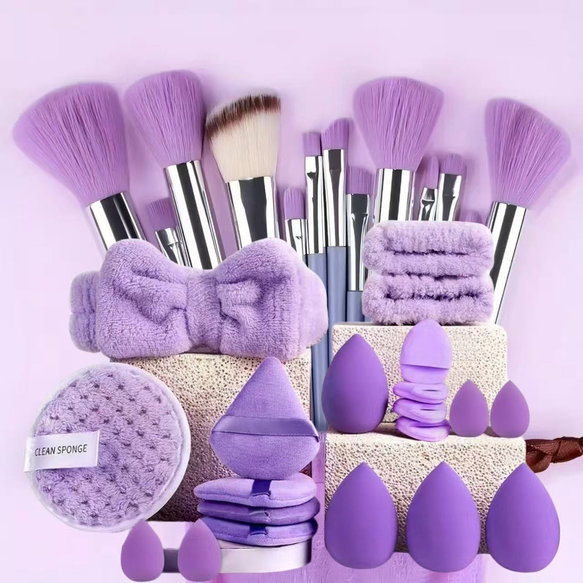 Popular Cross-Border Beauty Sponge Makeup Brush Set, 33-Piece Complete Makeup Tools, Sponge and Powder Puff Set by Shein - image 2