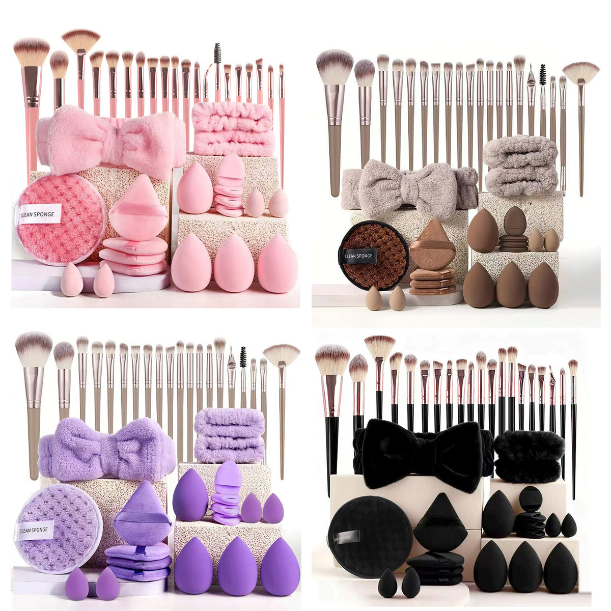 Premium 40-Piece Tool Set with Travel Makeup Bag, Complete Set of Makeup Sponges, Makeup Brushes, and Powder Puffs, Wholesale Boxed Set - image 1