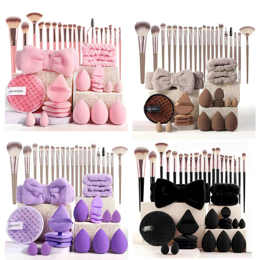 Premium 40-Piece Tool Set with Travel Makeup Bag, Complete Set of Makeup Sponges, Makeup Brushes, and Powder Puffs, Wholesale Boxed Set - image 1