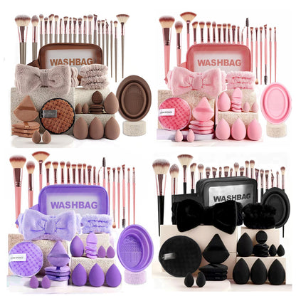 Premium 40-Piece Tool Set with Travel Makeup Bag, Complete Set of Makeup Sponges, Makeup Brushes, and Powder Puffs, Wholesale Boxed Set - image 2