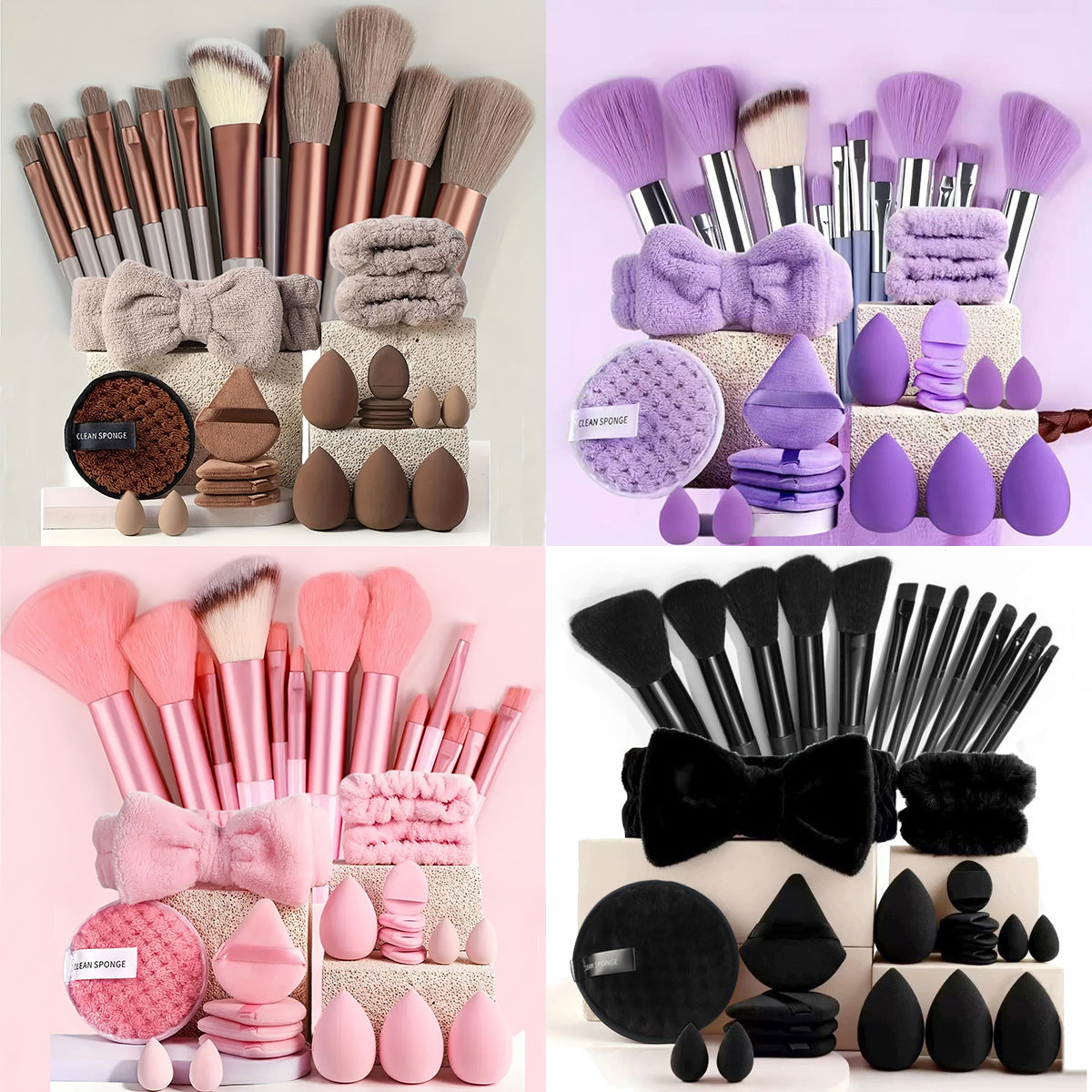Premium 40-Piece Tool Set with Travel Makeup Bag, Complete Set of Makeup Sponges, Makeup Brushes, and Powder Puffs, Wholesale Boxed Set - image 3