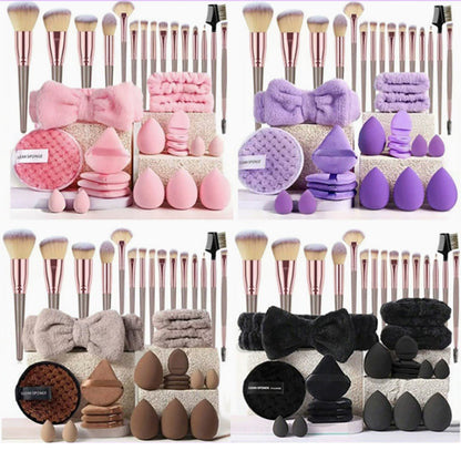 Premium 40-Piece Tool Set with Travel Makeup Bag, Complete Set of Makeup Sponges, Makeup Brushes, and Powder Puffs, Wholesale Boxed Set - image 5