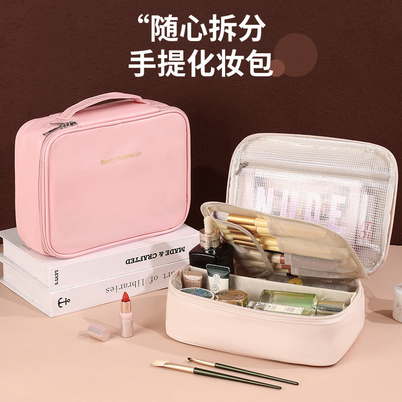 Cross-Border New Free Partition Large-Capacity Portable Cosmetic Bag Travel Makeup Brush Storage Bag Toiletry Bag - image 1