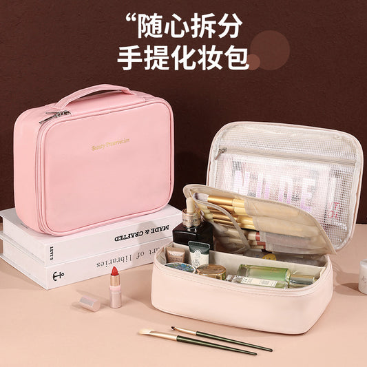Cross-Border New Free Partition Large-Capacity Portable Cosmetic Bag Travel Makeup Brush Storage Bag Toiletry Bag - image 1