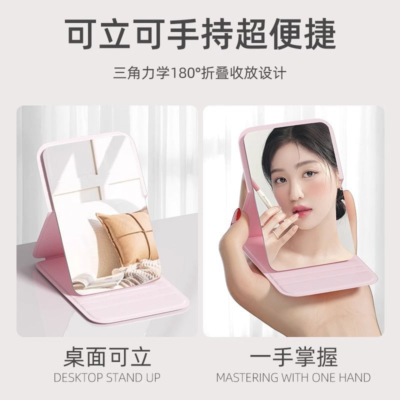 Portable High-Definition Folding Mini Makeup Mirror with Light Internet Celebrity Student Dormitory Cartoon Small Mirror - image 1