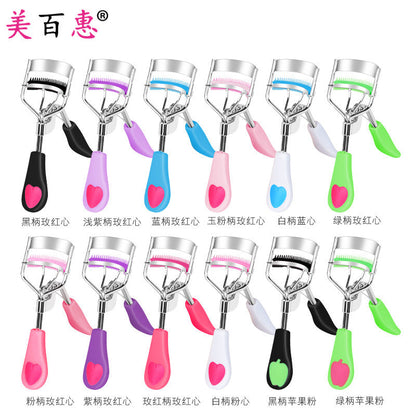 Black Eyelash Curler with Comb, Peach Heart Fan-Shaped Wide-Angle Comb and Side Clip, Beauty Curling, False Eyelashes Auxiliary Tool - image 3