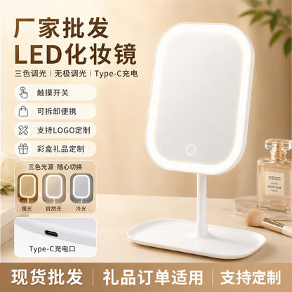 Cross-Border Led Smart Makeup Mirror with Light Girls Bedroom Dressing Table Dressing Mirror Student Dormitory Desktop Mirror - image 2