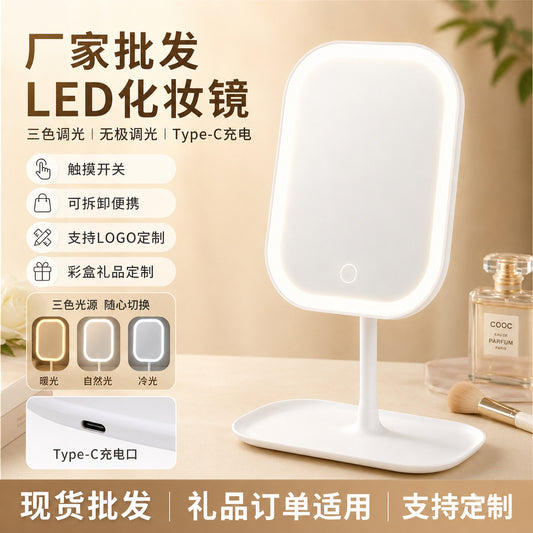 Cross-Border Led Smart Makeup Mirror with Light Girls Bedroom Dressing Table Dressing Mirror Student Dormitory Desktop Mirror - image 2