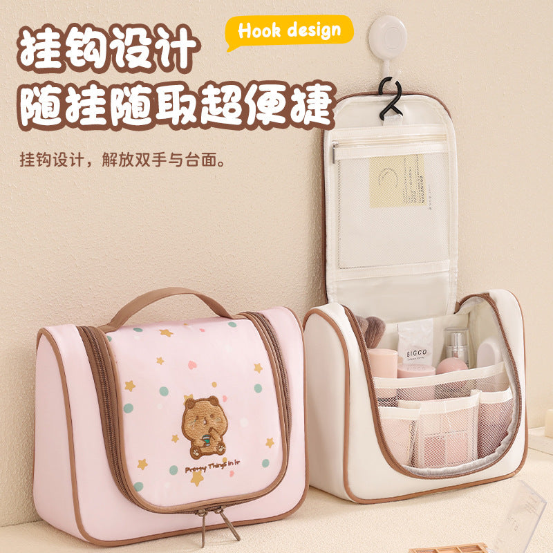 Beilian Hook-To-Attach Toiletry Bag New Travel Hanging Toiletries Organizer Embroidered Cute Portable Makeup Bag - image 1