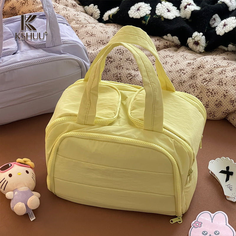 Fashionable and Simple Cosmetic Bag for Girls, Portable, Lightweight, Large-Capacity Partitioned Double-Opening Storage Bag, Travel Toiletry Bag - image 2