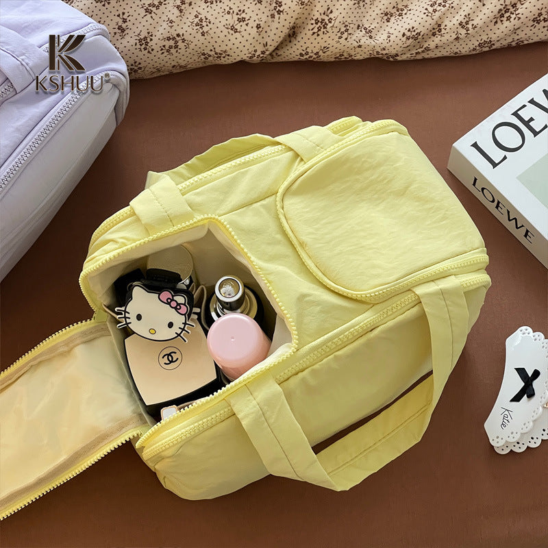 Fashionable and Simple Cosmetic Bag for Girls, Portable, Lightweight, Large-Capacity Partitioned Double-Opening Storage Bag, Travel Toiletry Bag - image 4