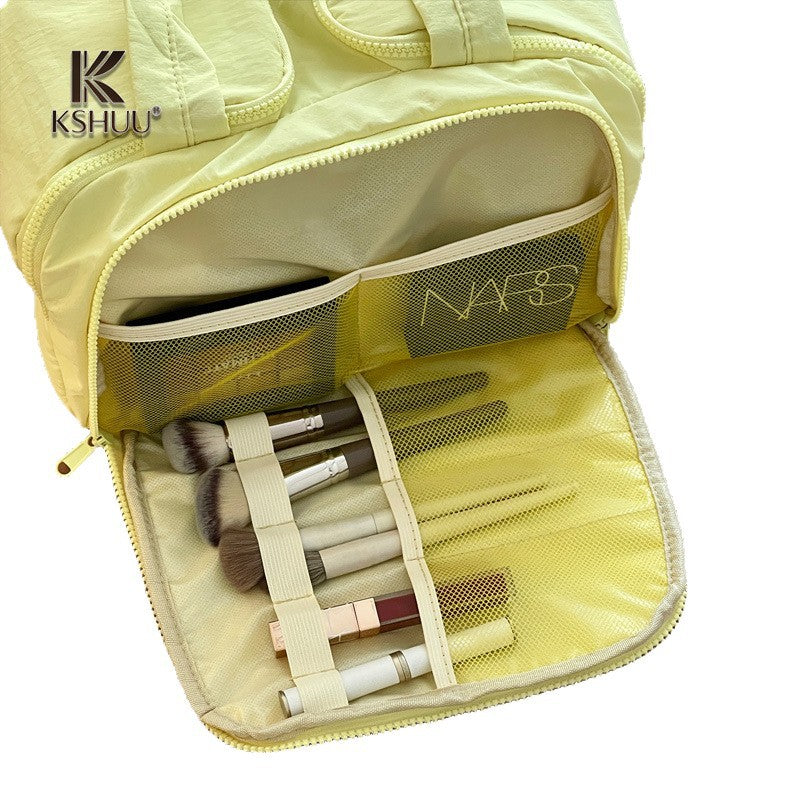 Fashionable and Simple Cosmetic Bag for Girls, Portable, Lightweight, Large-Capacity Partitioned Double-Opening Storage Bag, Travel Toiletry Bag - image 5
