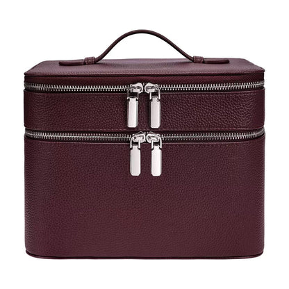 New Double-layer Large-capacity PU Portable Makeup Bag