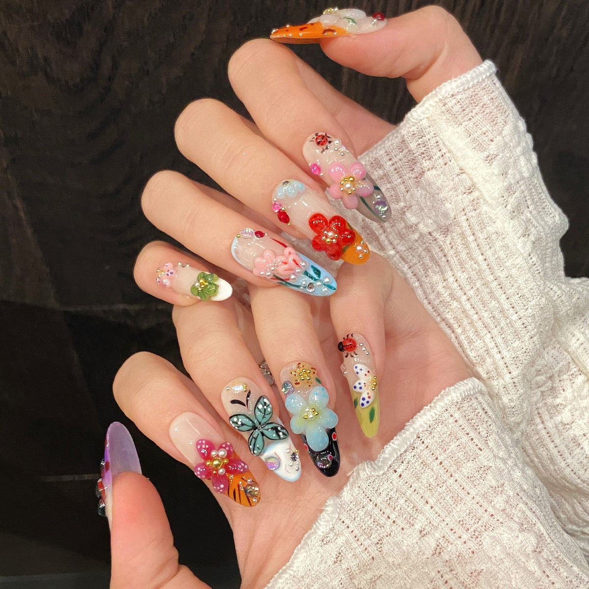 Island Elf Trendy Wearable Nails Featuring French-style 3d